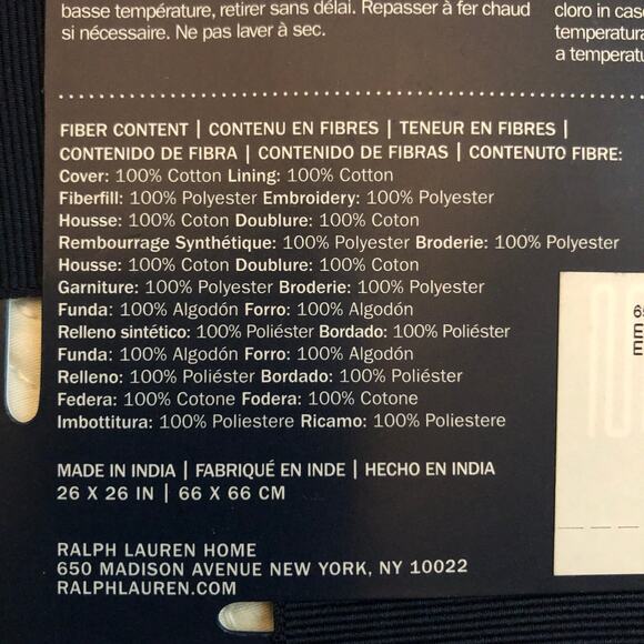 Ralph Lauren Park Row Elysia European Sham Chic Cream 26" x 26" New - Picture 5 of 6